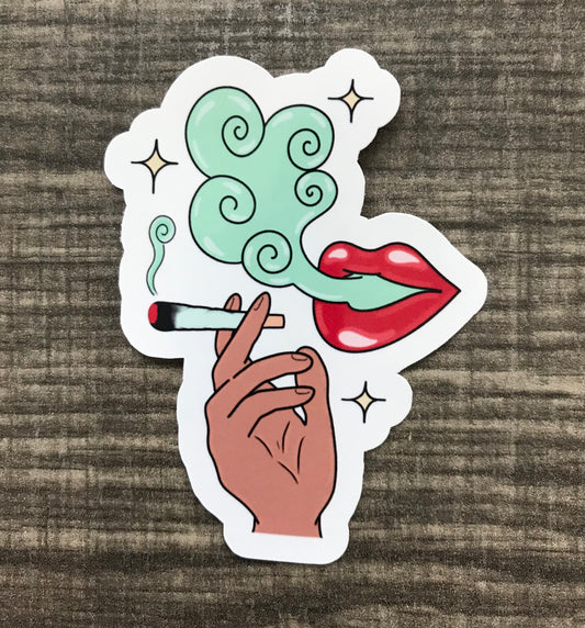 “Smoking lips” sticker