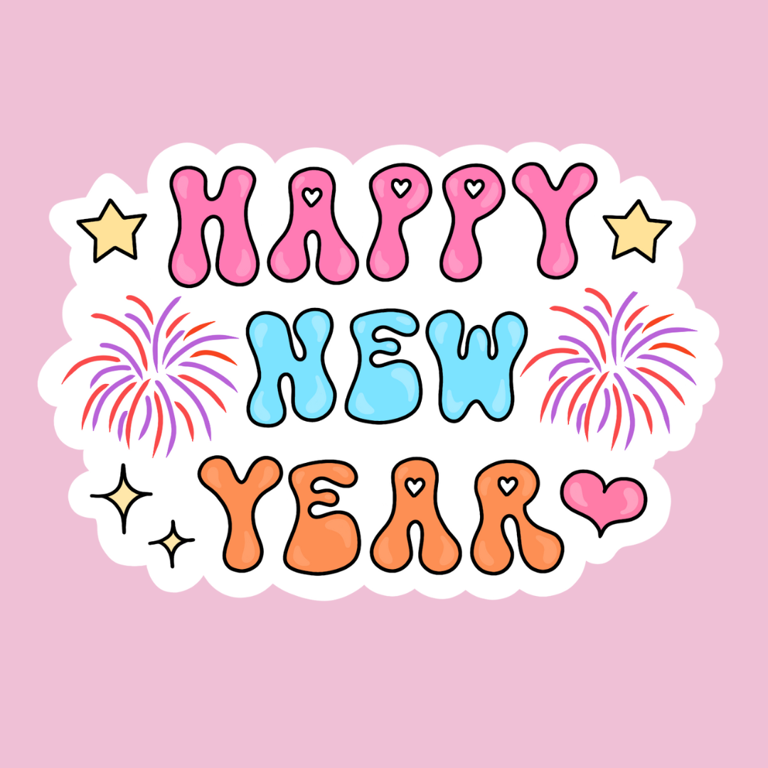 “Happy new year” sticker