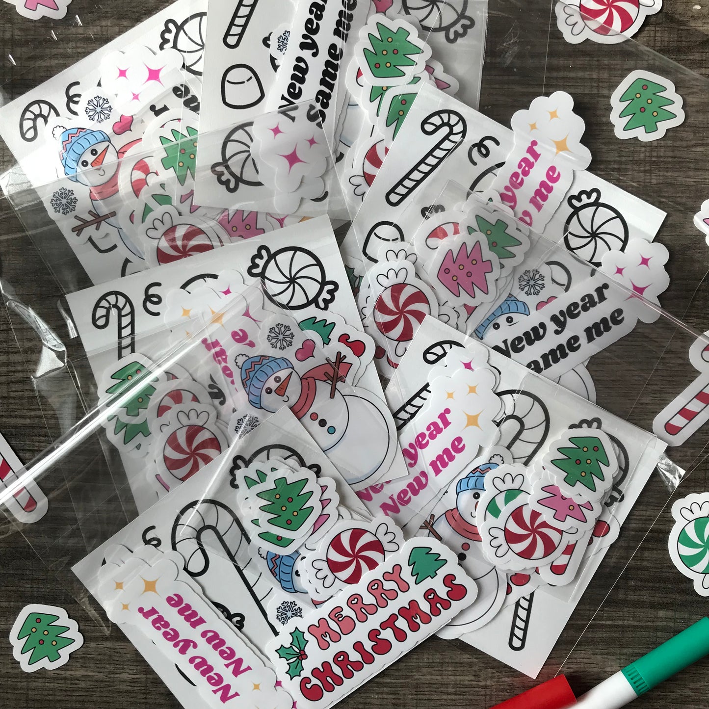 Holiday sticker pack (bonus coloring page)