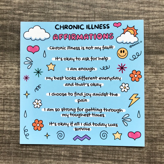 “Chronic illness affirmations” matte print