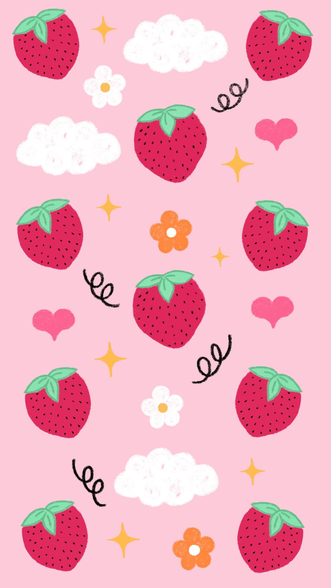 “Strawberry Dreams” downloadable phone wallpaper