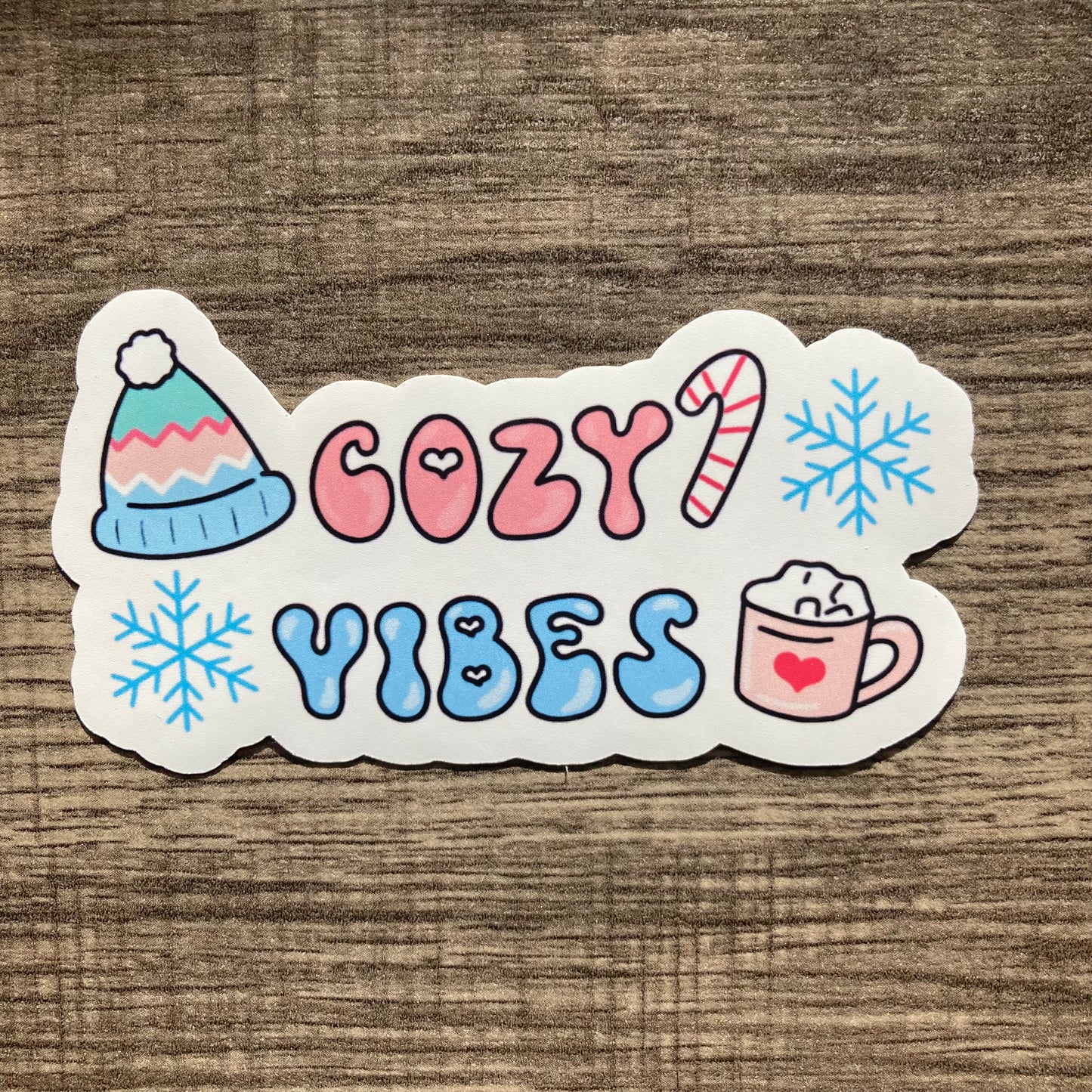 “Cozy vibes” sticker (pink or blue)