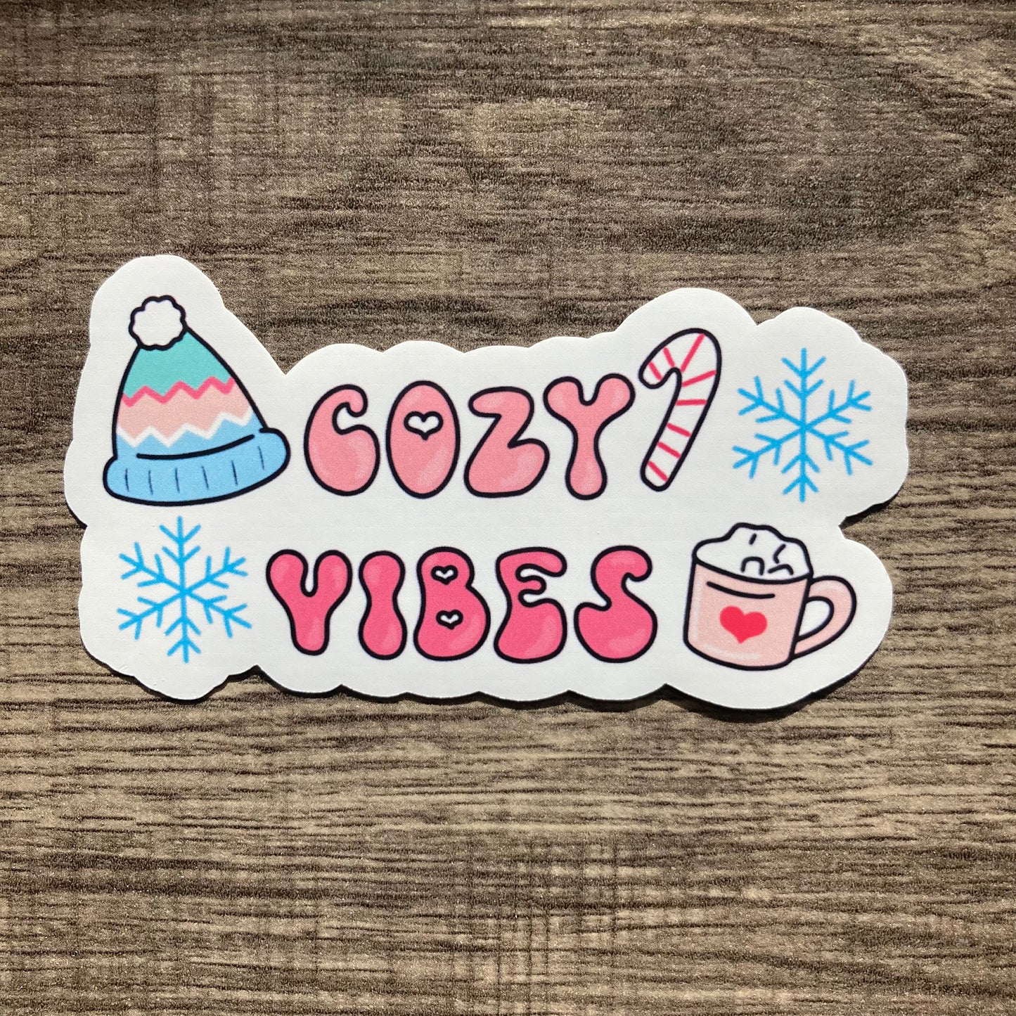 “Cozy vibes” sticker (pink or blue)