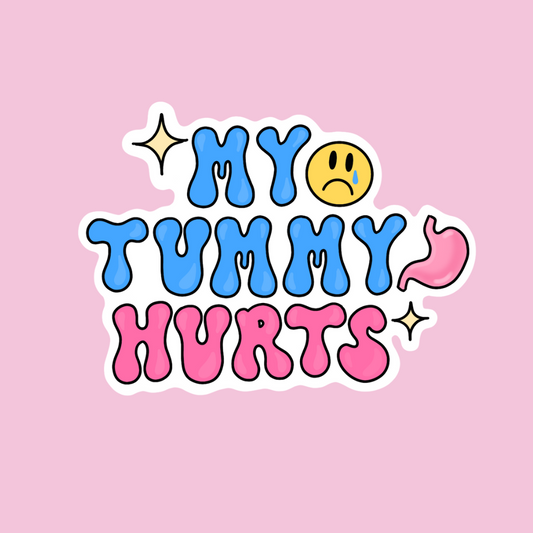 “My Tummy Hurts” sticker (blue)