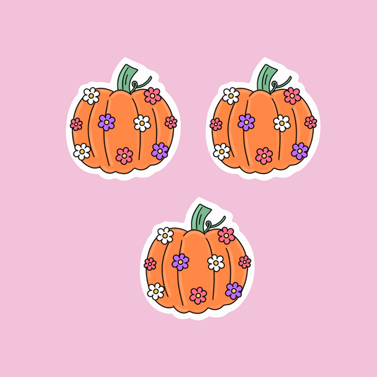 “Flower pumpkin” mini sticker (set of 3)