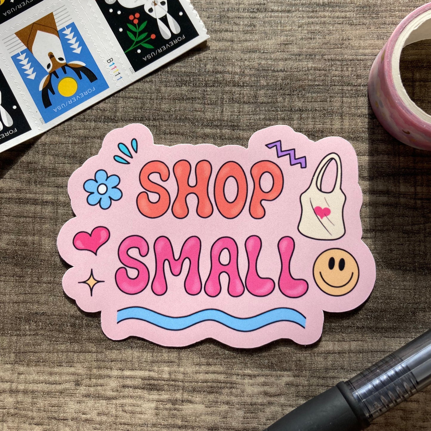 “Shop small” sticker