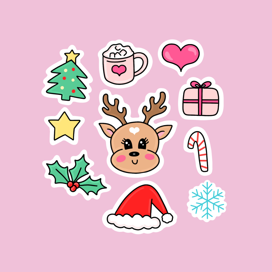 Christmas Reindeer themed sticker pack